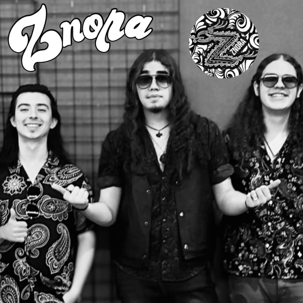 Tucson Band Spotlight: Znora 4 Znora band Tucson black and white photo with logo for Znora 500th show Tucson